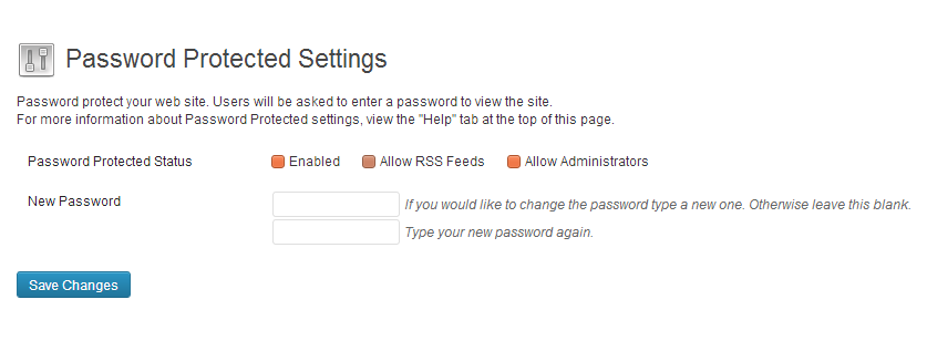 Password Protected Settings Page