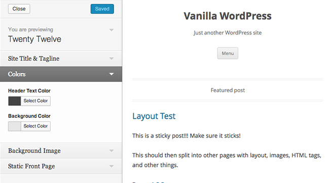 WordPress Theme Customizer