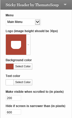 Sticky Header WordPress Plugin, customizer