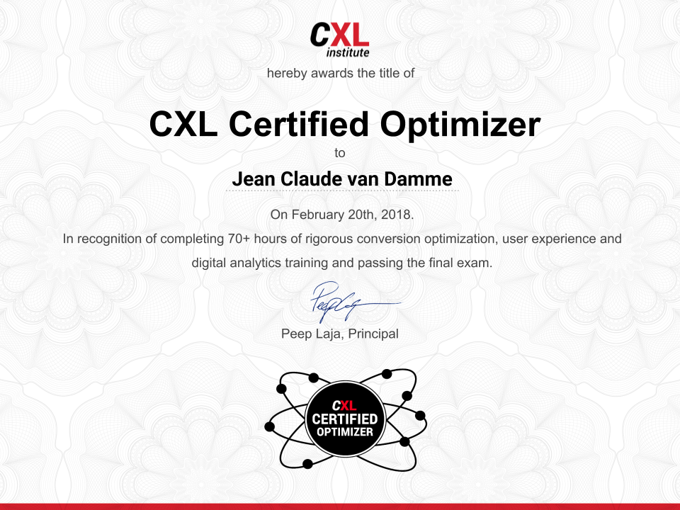 Certified Coversion Optimizer - CXL Institute