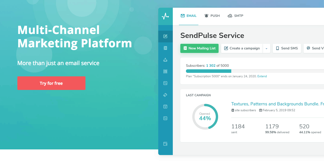 Alternative to Mailchimp, SendPulse