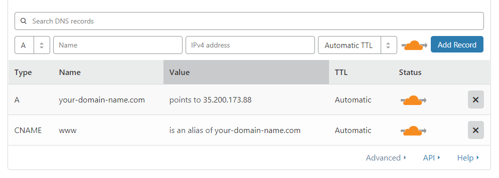 Cloudflare Add Custom DNS records